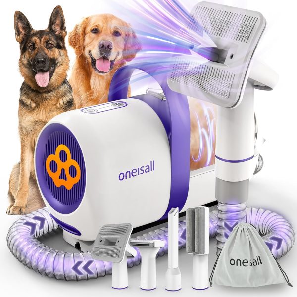 oneisall Dog Hair Vacuum & Dog Grooming Kit/Low Noise Dog Grooming Vacuum12kpa,Dog Vacuum for Shedding Grooming for Pet Hair&Home Cleaning