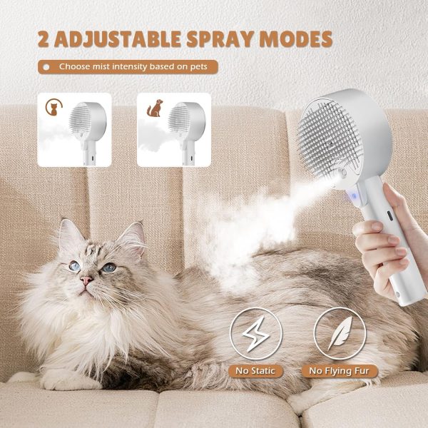 Cat Steam Brush for Shedding Spritz Defur Comb for Cats Cloud Care Cat Brush for Indoor Cats Shedding Steam Cat Brush for Long Short Hair Cats Dogs 2024 New Spray Pet Grooming Brush for Massage Clean - Image 4