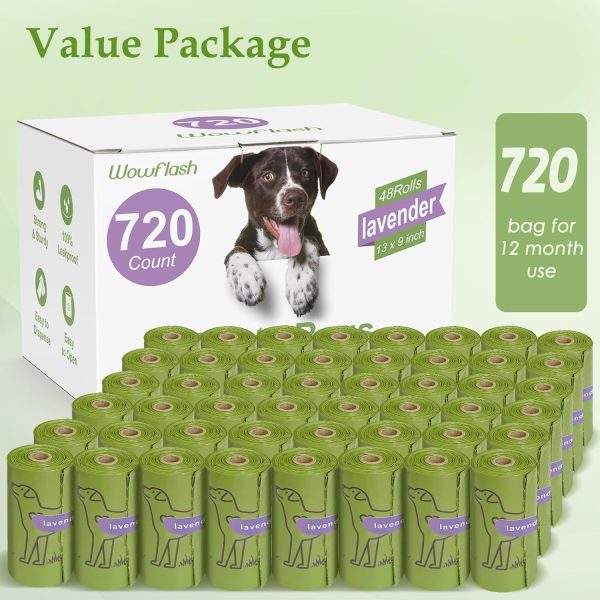 720 Count Lavender Scented 13” x 9” Dog Waste Bags Rolls, Leakproof Strong & Sturdy Bags for Dogs, Doggie Bags Cats Litter Bags,Trash Bags for Doggy Pets - Image 6