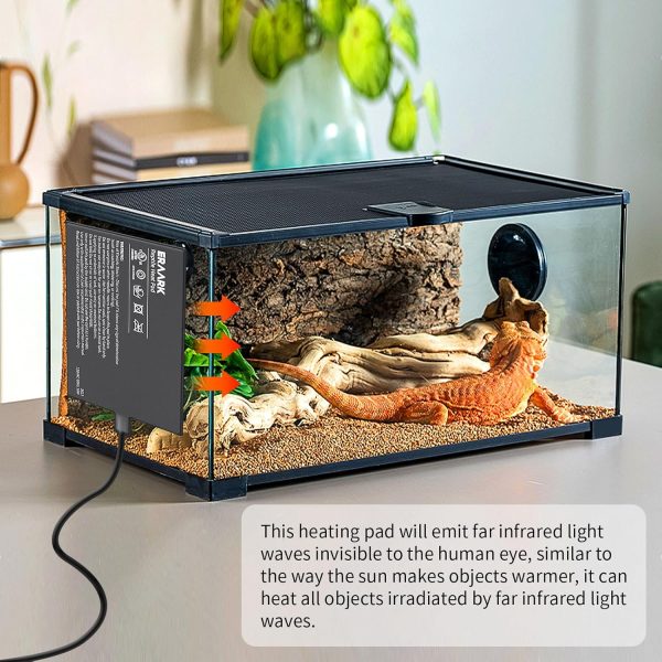 Reptile Heating Pad 8" X 12" with Temperature Adjustable Controller Knob, 16W Terrarium Heating Mat for Reptiles Amphibians Hermit Crab Snake Lizard Turtles Lizards (8"X 12" with Adjust Knob) - Image 6