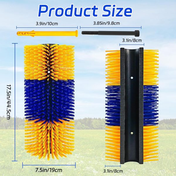 2PCS Livestock Scratch Brushes, Horse Scratcher Full Massage Brush Kit, Relieve Itching on Back, for Horse, Cattle, Sheep, Pig, Yellow - Image 5