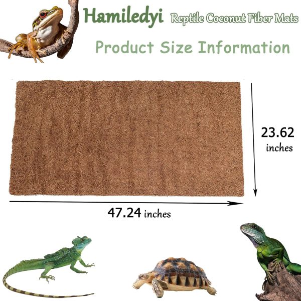 Hamiledyi Reptile Carpet Natural Coconut Fiber Tortoise Carpet Mats for Pet Terrarium Liner Reptile Supplies for Lizard Snake Chamelon Turtle Bedding Bunny Rabbit Mat (2*Sheets) - Image 5