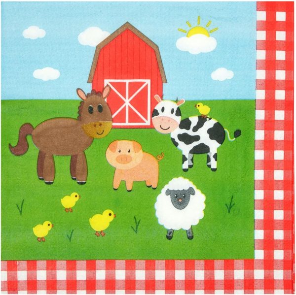 Juvale 144-Piece Barnyard Birthday Party Supplies Set, Farm Animal Party Decorations With Paper Plates, Dinner Napkins, 9 oz Cups, and Plastic Cutlery (Serves 24 Guests) - Image 7