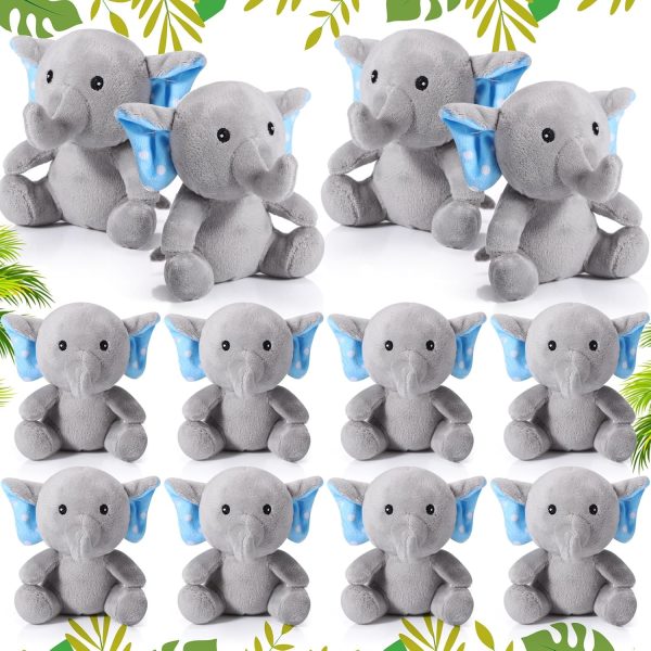 Jenaai 12 Pcs Mini Elephant Stuffed Animals 4 Inches Small Cute Soft Forest Plush Elephant Toys for Boys Girls Baby Shower Decorations Elephant Themed Birthday Party Supplies(Grayish Blue)