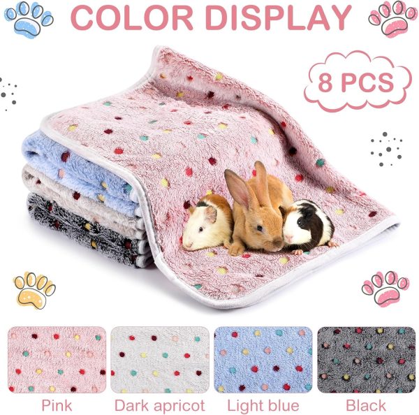 Tudomro 8 Pcs Guinea Pig Bedding Cage Liners Bulk Waterproof Blankets Small Animal Flannel Throw Bedding Absorbent Reusable Pet Pee Sleep Mat Pad Cover for Hamster Ferret (Dot,12 x 12 Inch) - Image 7