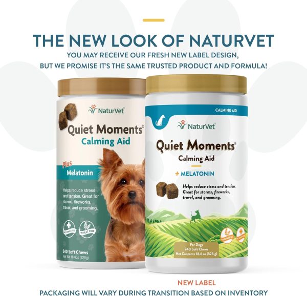 NaturVet Quiet Moments Calming Aid Melatonin Dog Supplement – Helps Reduce Stress in Dogs – for Pet Storm Anxiety, Fireworks, Motion Sickness, Grooming, Separation, Travel – 240 Ct. Chews - Image 2