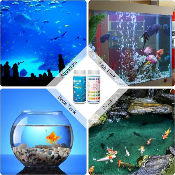 Aquarium Test Strips for Freshwater Fish: 7 in 1 Fish Tank Water Testing Kit for Aquarium Pond - Accurate Testing Nitrate Nitrite Hardness Free Chlorine pH Carbonate Total Alkalinity-100 Strips - Image 7