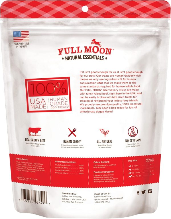 Full Moon All Natural Human Grade Dog Treats, Essential Beef Savory Sticks, 22 Ounce, 1.375 Pound (Pack of 1) - Image 2