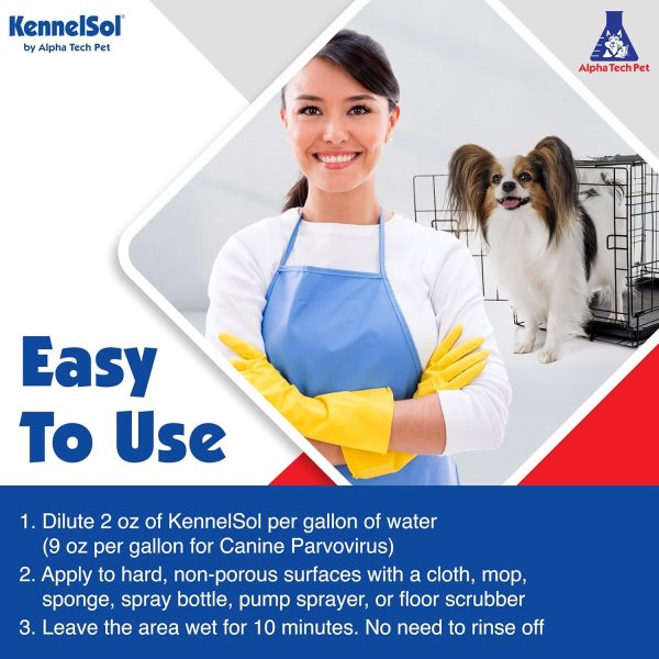 KennelSol 1-Step Kennel Cleaner - EPA Registered Liquid Concentrate Disinfectant and Deodorizer, Effective Against Bacteria and Viruses - 1 Gallon by Alpha Tech Pet - Image 6