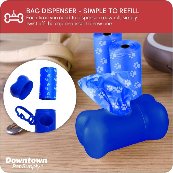 Downtown Pet Supply Poop Bags for Dogs with Dispenser, 1000 Count - Leak-Proof Dog Waste Bags and Bone-Shaped Dog Poop Bags Holder for Leash - Rainbow with Paw Prints, 12.5" x 8.5" - Image 7