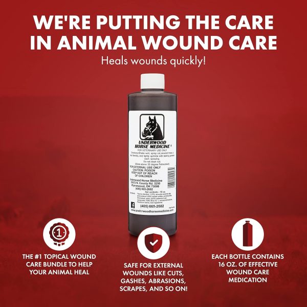 Underwood Topical Horse Care Wound Spray - 16oz Refill Horse Wound Care for Quick Healing of Cuts & Wounds – Horse First Aid Kit & Wound Care for Dogs – Equine & Dog Wound Care for Dog Wound Heal - Image 2