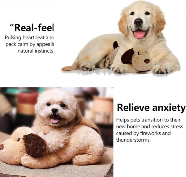 Dog Heartbeat Toy for Puppy Anxiety Relief, Heartbeat Stuffed Animal Heartbeat Plush Toy for Small, Medium, and Large Dogs (Beige) - Image 5