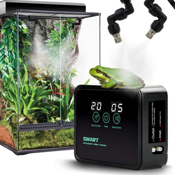 Reptile Humidifiers Smart Misting System for Reptile Terrariums, Reptile Mister Automatic with Timer, 360° Adjustable Misting Nozzles for Chameleons Snake Frog Lizard Turtle