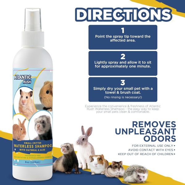 Waterless Shampoo for Small Critters- 8oz Small Animal Fragrance Free, & Crulety Free Dry Shampoo - No Rinse Shampoo for Pet Ferrets, Guinea Pigs, Hedgehogs, Sugar Gliders, Rabbits, & Hamsters - Image 4