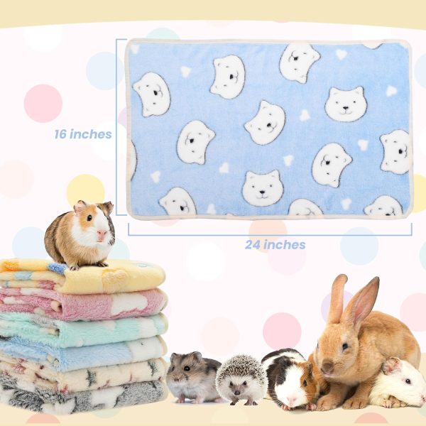 Guinea Pig Bedding Blankets - 6 Pack Soft Fleece Liner Small Animal Cage Accessories for Rat Hedgehog Chinchilla Hamster Rabbit Bunny, Washable Sleep Mat Bedding Accessories (16"*24") - Image 2