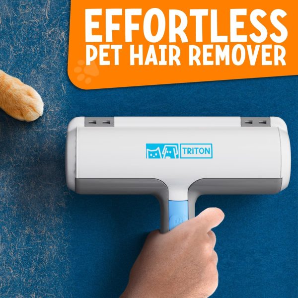 Triton Pet Hair Remover w/Fur Trapping Compartment - Easy to Use Pet Hair Removal Tool - Cat & Dog Hair Remover for Couch, Furniture, Clothes, Bedding, Car - Reusable Lint Roller - Image 2