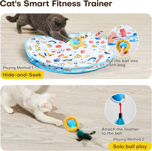 Potaroma Interactive Cat Toys, Fast Rolling Ball in Play Mat, Automatic Motion Activated Moving Ball Hide and Seek Game for Indoor Exercise Kicker, 28 Inch Play Mat - Image 2