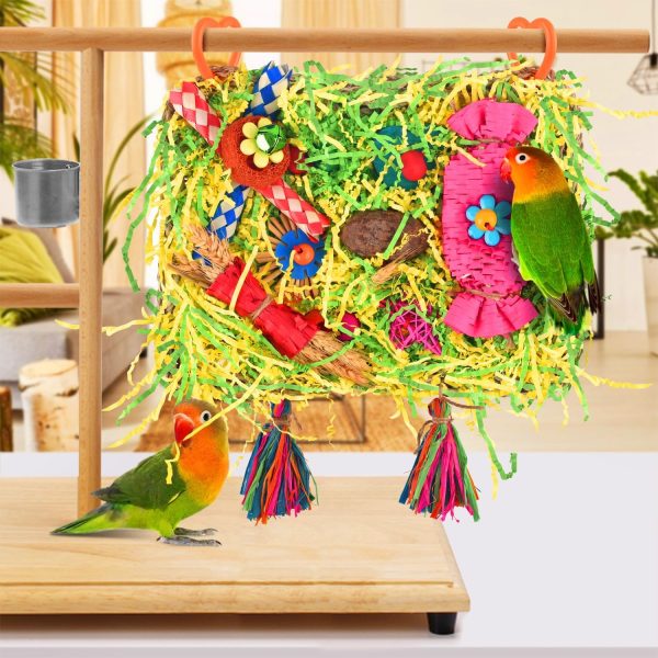 KATUMO Bird Toys, Parakeet Toys Large-Sized Grass Mat with Various Colorful Parrot Foraging Shredder Hanging Toys Conure Climb Hammock Toys for Birds - Image 6