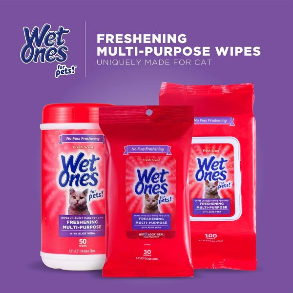 Wet Ones for Pets Cat Cleaning Wipes - Fresh Scent Cat Grooming Wipes with Aloe Vera - Safe Cat Hygiene Supplies - Cat Fur Cleaner - Cat Dander Wipes - Kitten Wipes - Pet Cleaning Supplies - 50 Count - Image 8