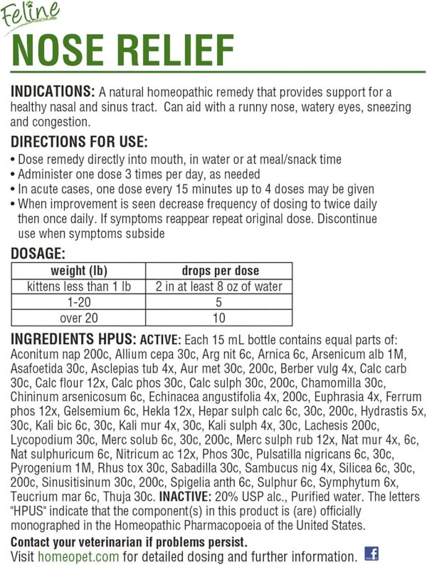 HomeoPet Feline Nose Relief, Natural Nasal and Sinus Medicine for Cats, Pet Medicine, 15 Milliliters - Image 8