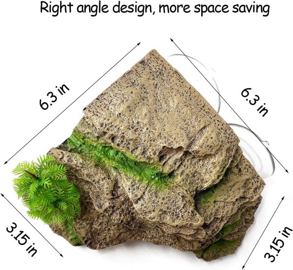 kathson Turtle Basking Platform with Suction Cups Tortoise Climbing Step Ledge Aquarium Ornament Rock Turtle Floating Dock Resting Basking Terrace for Amphibians Reptile (Yellow) - Image 2