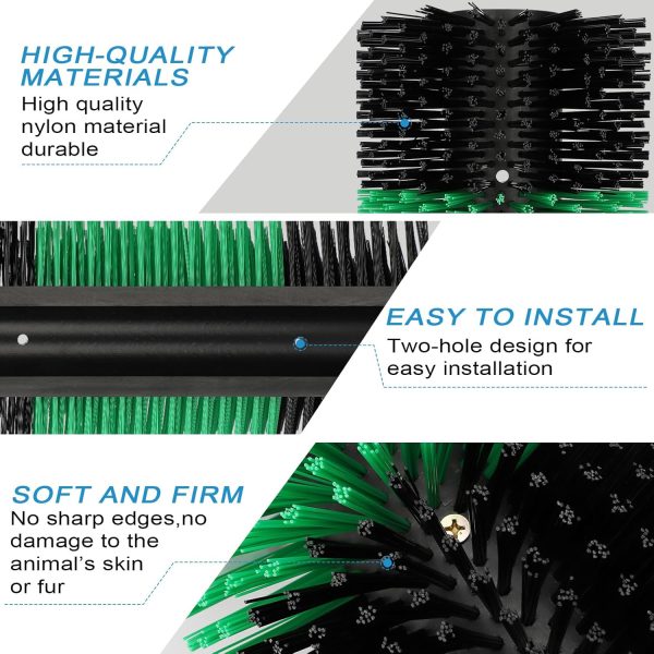 Livestock Scratch Brush with 4 Screws – Cattle and Horse Grooming Brushes, Itch Relief for Horse, Goat, Cattle，Cow,Sheep， and Pig,Livestock Supplies – Black & Green - Image 7