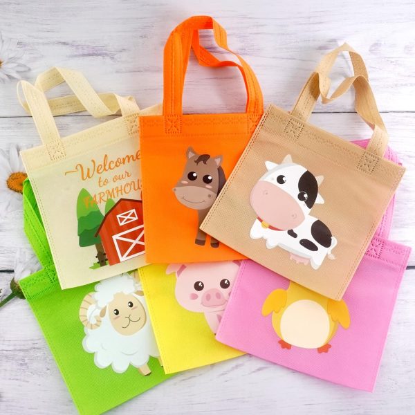 BANBALLON Farm Animal Party Favor Bags Barnyard Birthday Goodie Treat Bags Reusable Gift Bags for Farm Theme Birthday Party Classroom Baby Shower Supplies, Pack of 24 - Image 4