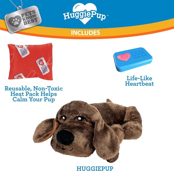 Pets Know Best presents HuggiePup - Cuddly Puppy Behavioral Aid Toy, Great for Crate Training- Pulsing Heartbeat, Heating Pack- Chocolate Dog - Image 3