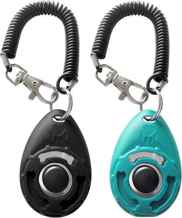 Pet Training Clicker with Wrist Strap - Dog Training Clickers (New Black + Blue)