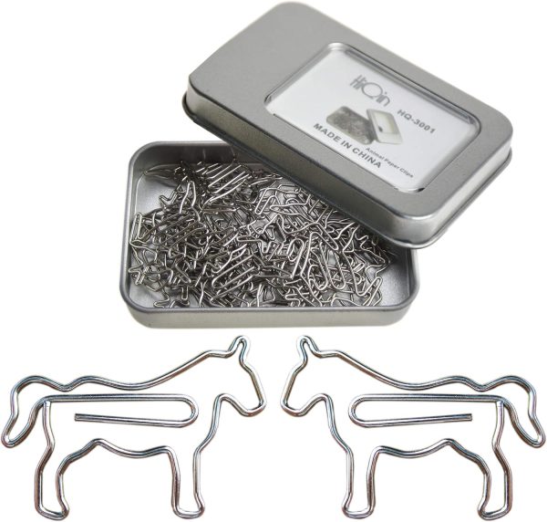 Cute Paper Clips Horse, Animal Shaped Page Marker for Office School Supplies - Gift Idea 30 Counts (1 Box Pack)