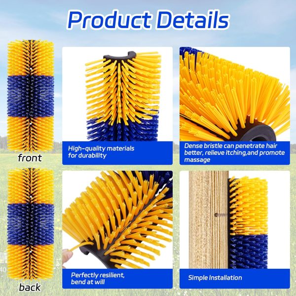 2PCS Livestock Scratch Brushes, Horse Scratcher Full Massage Brush Kit, Relieve Itching on Back, for Horse, Cattle, Sheep, Pig, Yellow - Image 7