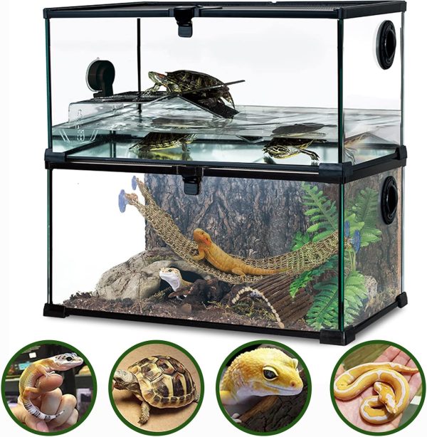 HERCOCCI Bearded Dragon Tank Accessories, Large Reptile Bridge Hammock Flexible - Jungle Climbing Vines and Leaves with Suction Cups Habitat Décor for Hiding& Climbing Snake Gecko Lizard Chameleon - Image 7