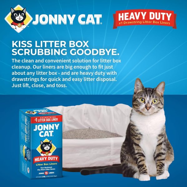 Jonny Cat Litter Box Liners: Heavy Duty - Tear & Leak Resistant - Drawstring Close - Jumbo, 15 Count - Image 4