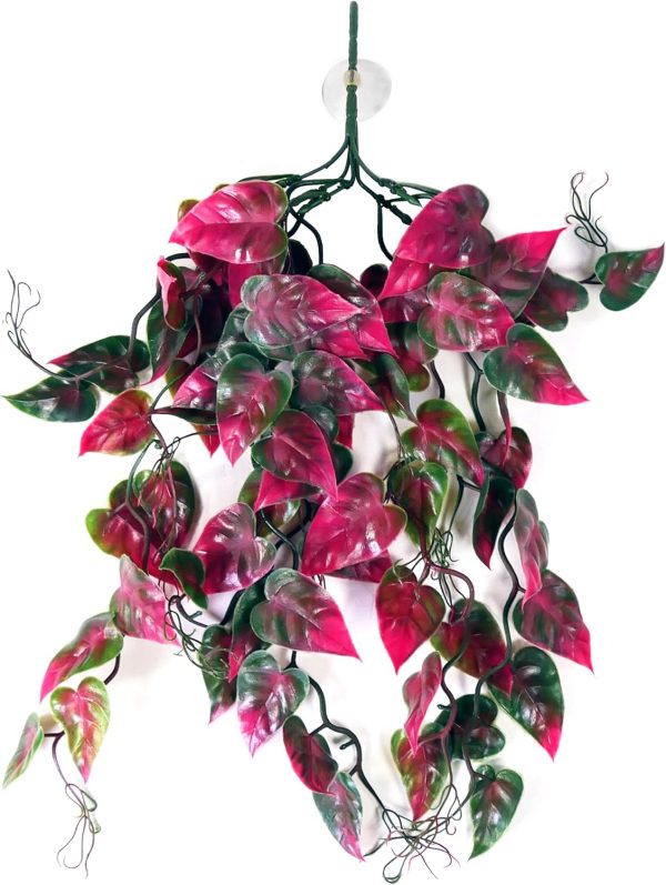 Penn-Plax Reptology Decorative Hanging Terrarium Plant Vines for Reptiles and Amphibians – 24” Length – Green & Red - Image 3