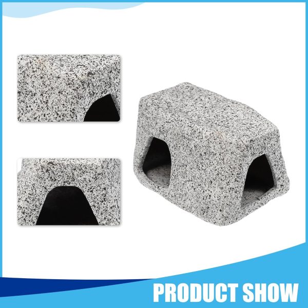 Aquarium Hideaway Rock Cave, Ceramic Fish Tank Decoration Stone for Aquatic Pets, 3.15x2.20x1.77inch, (Gray) - Image 2