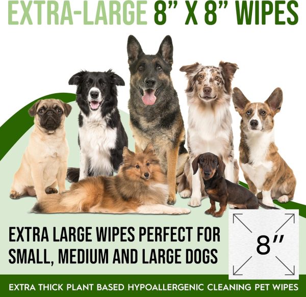 400 Dog Wipes for Paws and Butt Ears Eyes | Organic Pet Wipes for Dogs | Lavender Scented Dog Wipes Cleaning Deodorizing | Extra Thick Paw Wipes for Dogs Cats Pets | Bonus Glove Wipes Included - Image 5