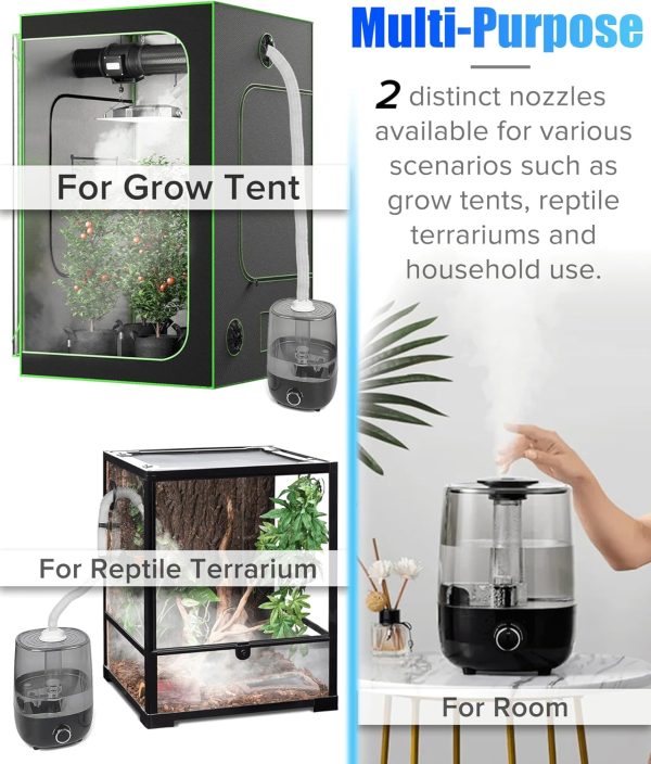 Top fill Reptile Fogger Terrariums Humidifier Fog Machine Mister with 4L Visible Large Tank & Extension Hoses, Suitable for Terrariums & Enclosures, Ideal for Reptiles/Amphibians/Herps/Vivarium/Moss - Image 6