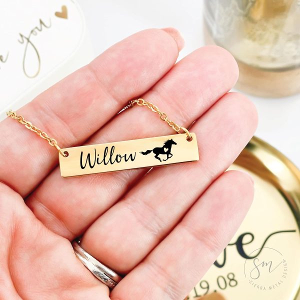 Personalized Name Horse Bar Necklace Horse Jewelry Personalize Bar Horse Name Necklace Personalized Necklace Jewelry Personalized Horse Necklace Lucy Celeste Necklace HORSE-BAR - Image 5