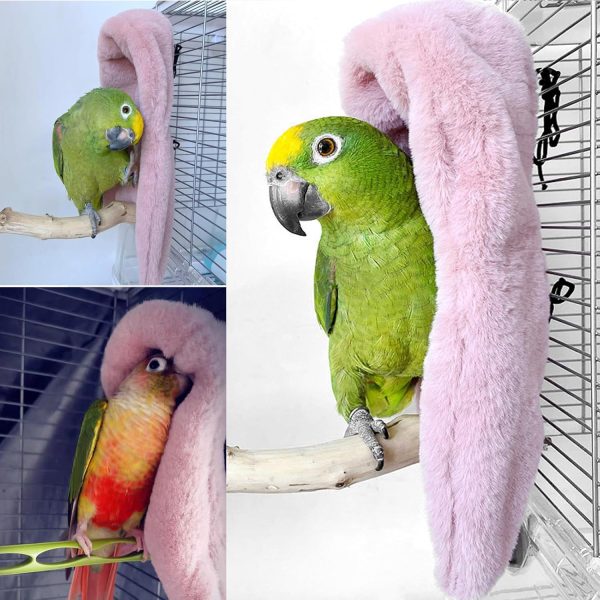 Corner Fleece Bird Blanket for Cage, Cozy Bird Bed Warmer Parrot House Cage Hanging Hammock Toy, Small Animals Shelter Plush Bedding, Cuddle Nest Hanging Toy for Parakeet Cockatiel Conure Lov(M) - Image 2