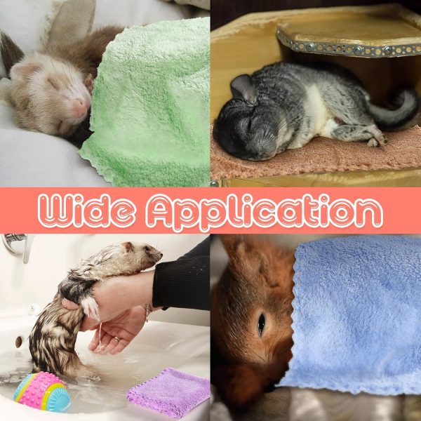 10 Pieces Guinea Pigs Blankets Hamster Fleece Cage Liners Soft Guinea Pig Accessories Small Animal Pet Blanket Sleep Bedding Mats Pet Supplies for Dog Puppy Cat (Mixed Colors, 11.8 x 11.8 Inch) - Image 5