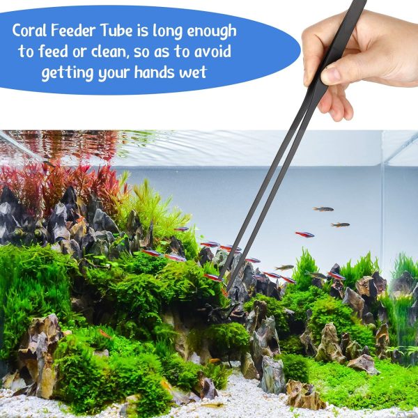 Weewooday 3 Pieces Axolotl Tank Accessories, Extra Long Tweezers for Aquarium, Coral Feeder Long Syringe, Fish Feeding Tongs Tweezers for Reef Roids Aquatic Plant Spider Snake Lizard - Image 7