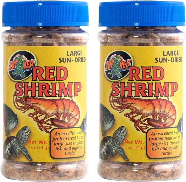 Zoo Med 2 Pack of Large Sun-Dried Red Shrimp, 0.5 Ounces Each, Treat for Large Tropical Fish and Aquatic Turtles