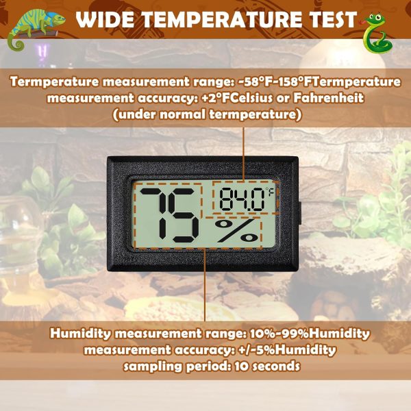 Reptile Thermometer and Humidity Gauge,2PCS Digital Adhesive Reptile Terrarium Hydrometer,Bearded Dragon Tank Accessories,Pet Humidity Meter Supplies for Leopard Crested Gecko,Snake,Lizard - Image 2