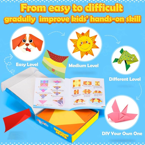 Aigybobo Origami Paper Set, 308PCS Kids Craft Paper Kit with Instructional Book for Girls Age 6,7,8,9,10,11,12, Art Projects Supplies for School Class Craft Lessons- Christmas Gifts for Boys&Girls - Image 5