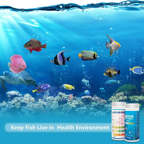 Aquarium Test Strips for Freshwater Fish: 7 in 1 Fish Tank Water Testing Kit for Aquarium Pond - Accurate Testing Nitrate Nitrite Hardness Free Chlorine pH Carbonate Total Alkalinity-100 Strips - Image 5