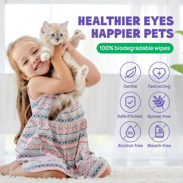 HICC PET Eyes Wipes for Dogs & Cats - Gently Remove Tear Stain, Eye Debris, Discharge, Mucus Secretions - Coconut Oil Pet Cleaning Grooming Deodorizing Wipes for Eyes, Wrinkle, Face - 100pcs - Image 5