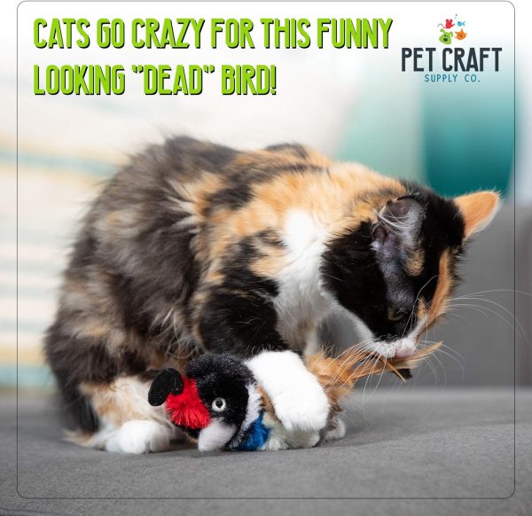 Pet Craft Supply Kitty Condor Crazy Catnip, Funny Cuddling Chasing Hunting Irresistible Stimulating Soft Plush Boredom Relief Interactive Cat Toy with Realistic Feathers, All Breed Sizes (Pack of 2) - Image 4