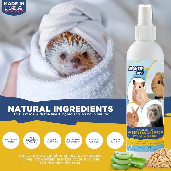 Waterless Shampoo for Small Critters- 8oz Small Animal Fragrance Free, & Crulety Free Dry Shampoo - No Rinse Shampoo for Pet Ferrets, Guinea Pigs, Hedgehogs, Sugar Gliders, Rabbits, & Hamsters - Image 5