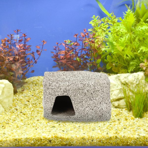 Aquarium Hideaway Rock Cave, Ceramic Fish Tank Decoration Stone for Aquatic Pets, 3.15x2.20x1.77inch, (Gray) - Image 5