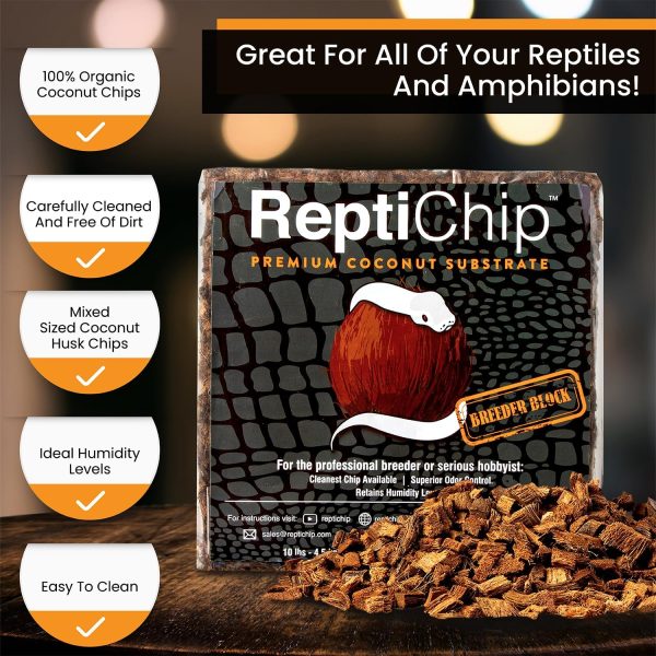 ReptiChip Reptile Substrate Coconut Chip Bedding 72 Quart Compressed Organic Coco Husk Block for Snake Habitat, Ball Python Terrarium, Turtle Tanks, Tortoise Enclosure (5 Pk) - Image 2